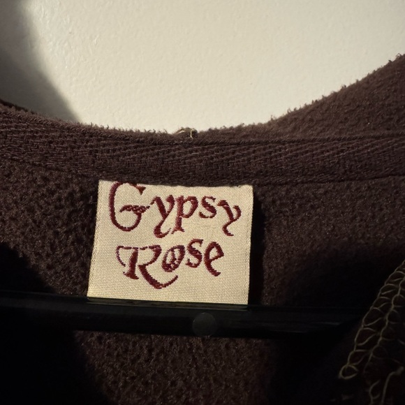 Gypsy Rose Handmade Brown Long Fleece Coat with Pointed Hood - Picture 3 of 4